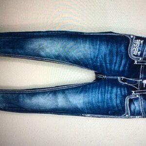 Rock revival jeans women’s 27 blue ena skinny rhinestone pockets bling